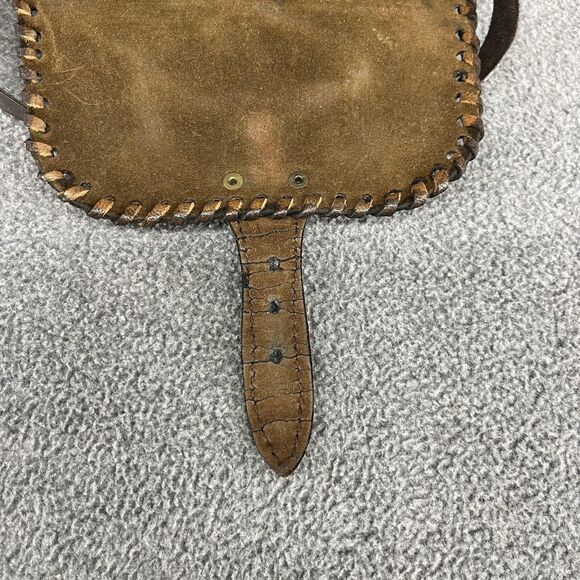 Vintage Hand Tooled Leather Crossbody Purse Womens Brown Hair-On Hide Western - Picture 10 of 15